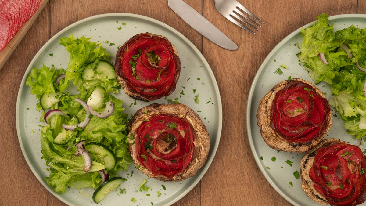 Portobellos Rellenos de Salami